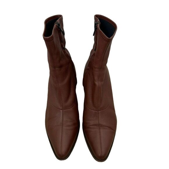 Vince Hayek Stretch Leather Booties Brown Pointed Toe Ankle Glove Boot Sz 41 - Picture 3 of 8